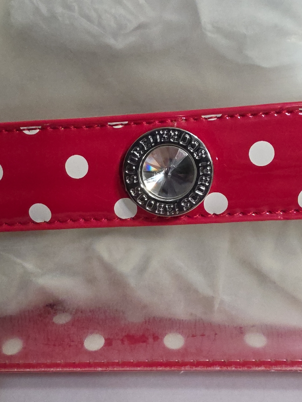 Score Game Day Clear Polka Dot Crossbody Bag with Red Trim *NWT* - Picture 8 of 9